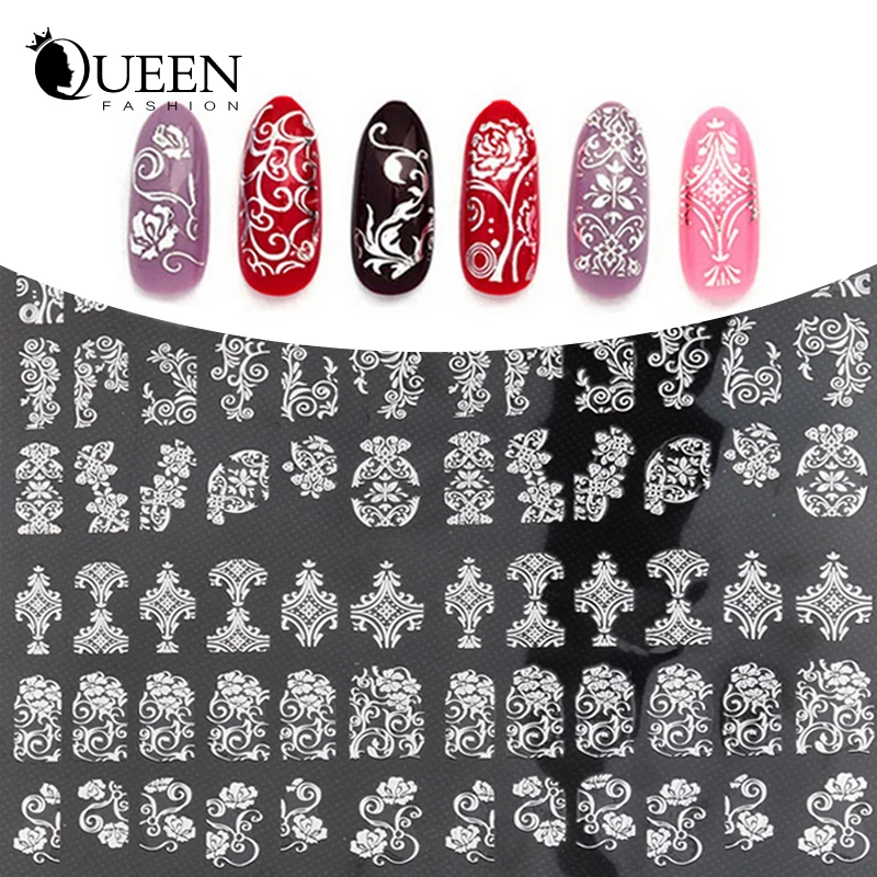 New Arrival Silver 3D Nail Art Stickers Decals,108pcs/sheet Stylish Metallic Mixed Designs Nail Tips Accessory Decoration Tool