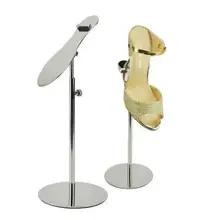 Mirror silvery boutique shoes showing stand sandals shoe leather adjustable holder store window display rack shoes holder rack