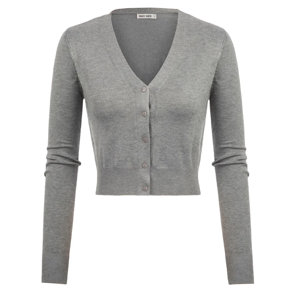 

Women coat Spring Fall clothes Nine Point Sleeve V-Neck Cropped jacket solid color elegant slim Knitwear Knitting Coat Cardigan