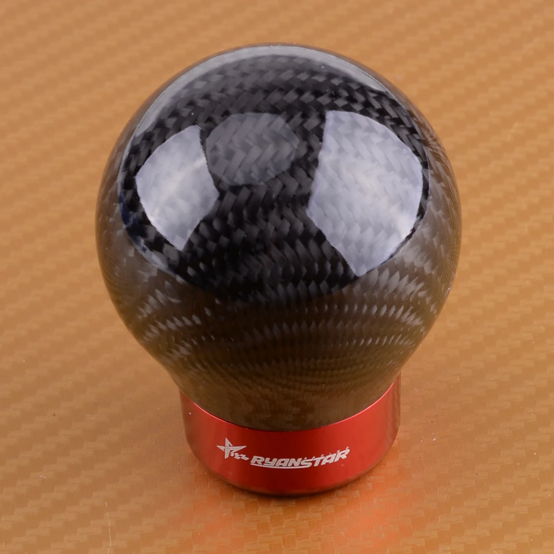 DWCX Car Black Universal Carbon Fiber Round Ball Shape Gear Shift Knob
