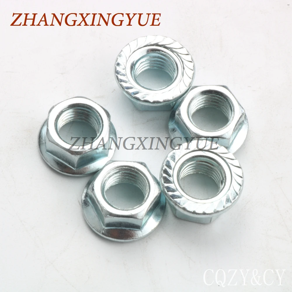 

10PC Galvanized hexagonal flange nylon fine nuts M10X1.25 for APRILIA YAMAHA PIAGGIO MBK CHINA 4T 2T