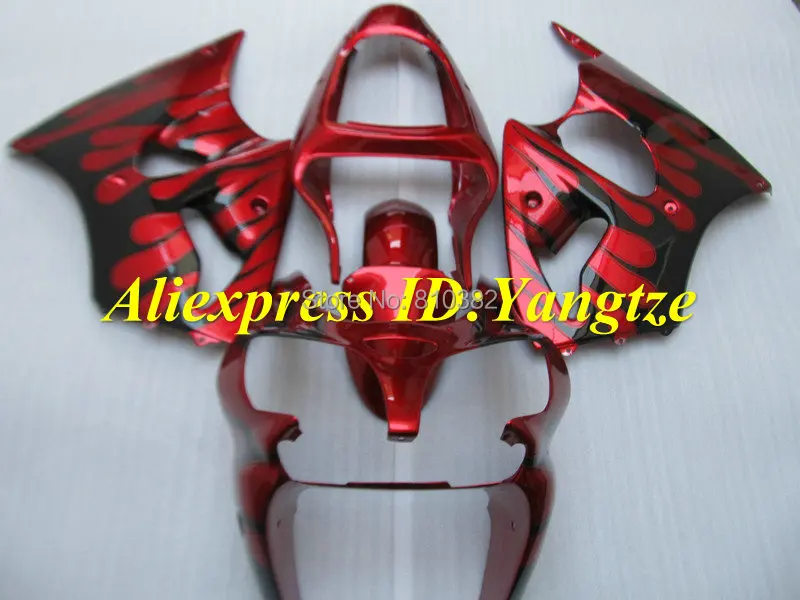 

Motorcycle Fairing kit for KAWASAKI Ninja ZZR600 2005 2006 2007 2008 ZZR 600 05 06 07 08 Black flames red Fairings set+gifts