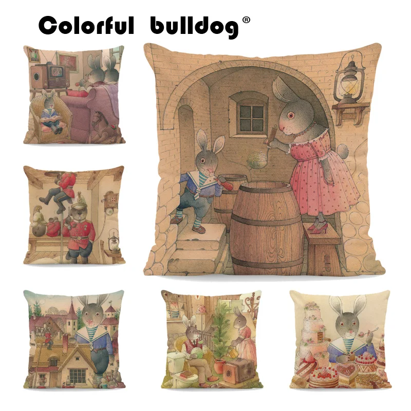 

Cartoon Bunny Cake Shop Rose Cherry Spoon Chocolate Home Greens Newspaper Toilet TV 45X45Cm Velvet Decorative Cushion Pillow