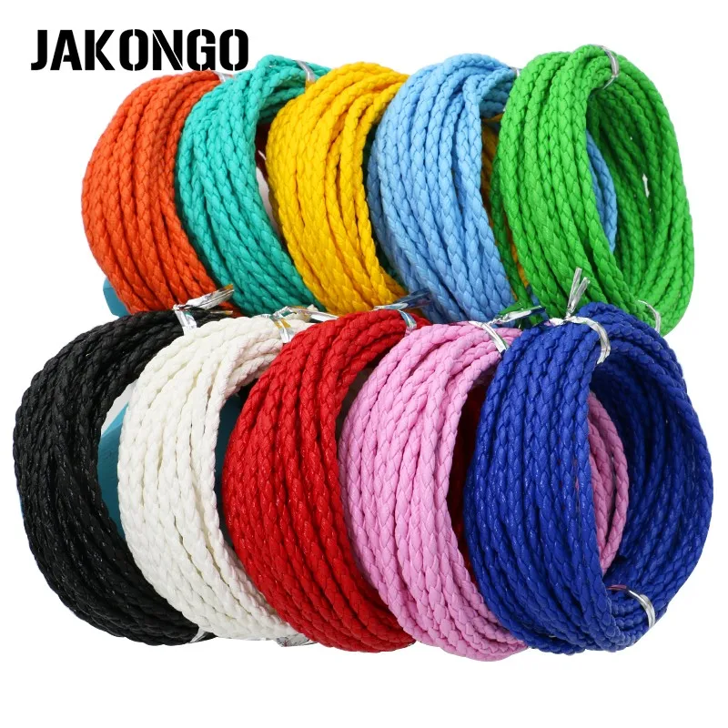 Круглый Плетеный кожаный шнур JAKONGO 3 мм для браслетов и ожерелий