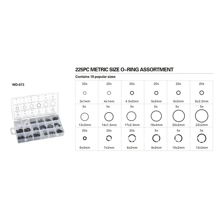 18 Размеры 225 шт./компл. резиновое уплотнительное кольцо уплотнения шайба набор прокладок набор уплотнения уплотнительное кольцо комплект для кондиционера для автомобиля