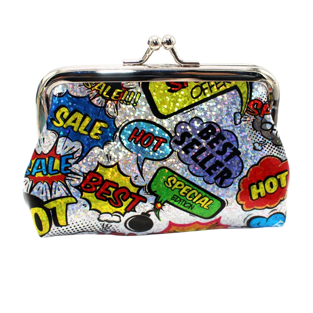 

Coin Purse Buckle PVC Reflective Sequin Purse Cartoon Pattern Leather Coin Purse Factory Direct