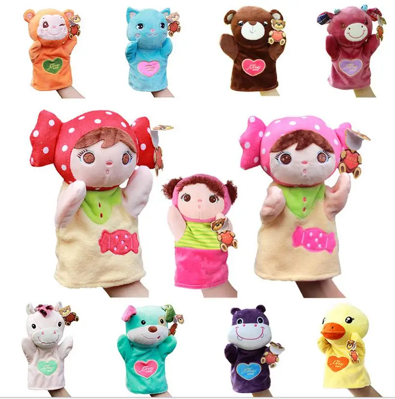 27*16cm Hot Sale New Cute Cartoon Hand Puppet Doll Appease Baby Toys Plush Development Hand