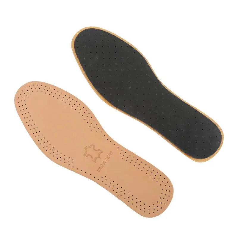 1 Pair Comfortable Imitation Leather Full Pad Men Women Breathable Sweat-absorbent Latex Insoles Thickening Shock Absorption