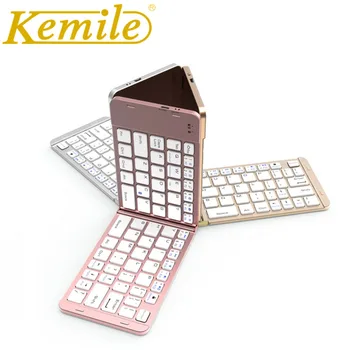 

Kemile Folding Portable Universal Wireless Bluetooth 3.0 Keyboard for ipad new 2017 2018 9.7 Foldable Small Keyboard for IOS