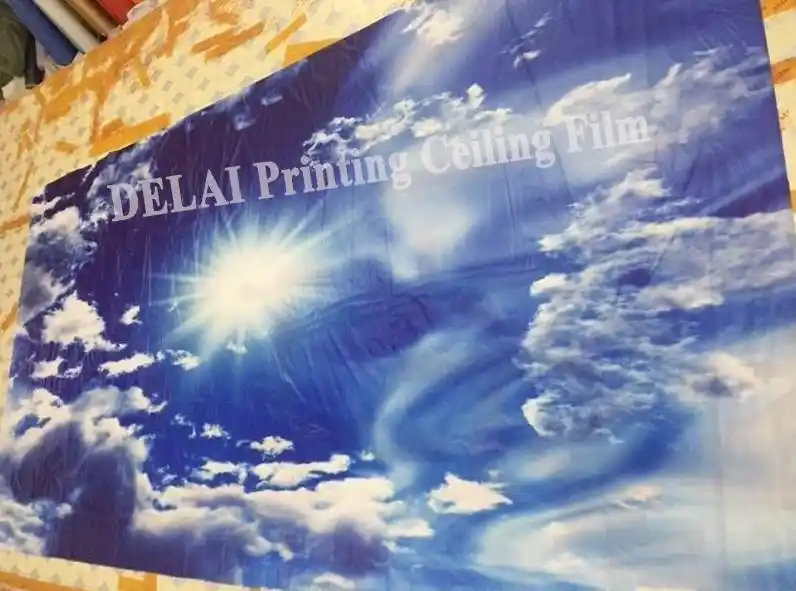S 1215 Blue Sky Print Ceiling Tiles Pvc Stretched Ceiling Film Home Or Ceiling Decoration Function As Ceiling Panel