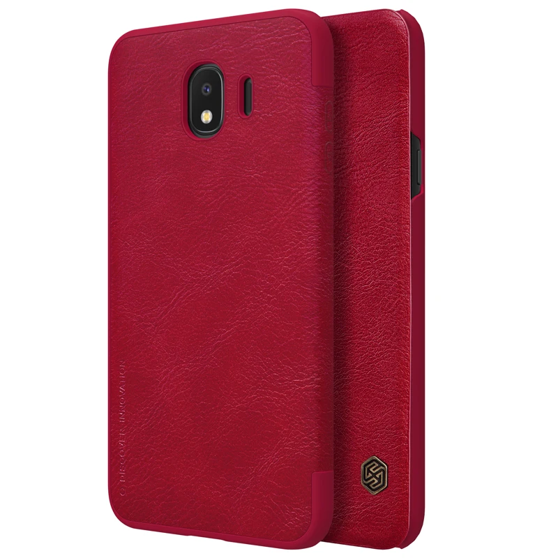 red СПС samsung J4 чехол Nillkin Qin серии искусственная кожа флип чехол для samsung Galaxy J4 SM-J400F - Цвет: red
