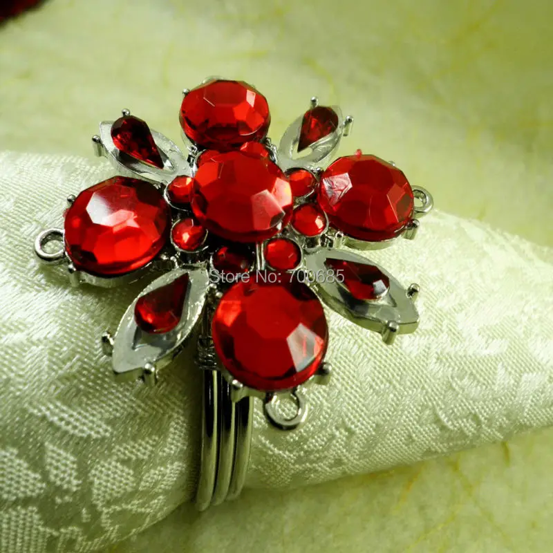 acrylic flower red crystal napkin rings ,napkin holder,in Napkin Rings