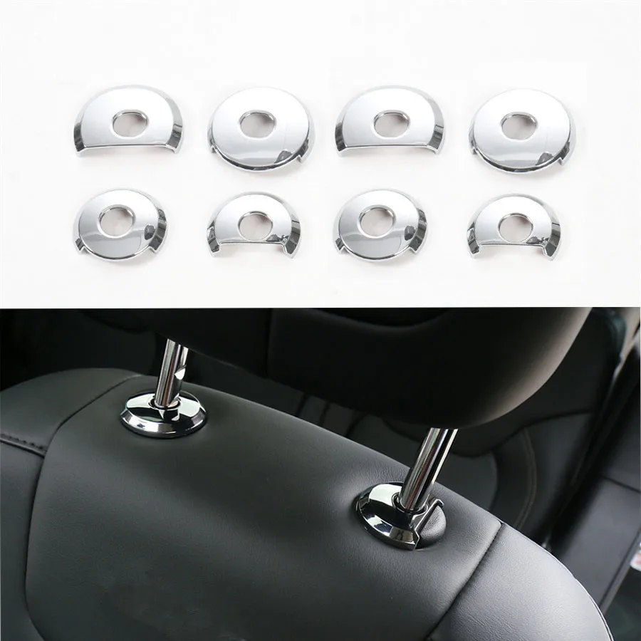 

YAQUICKA 8Pcs/Set Interior Car Seat Headrest Adjust Button Switch Decor Caps Cover Trim Sticker ABS For Jeep Cherokee 2014-16