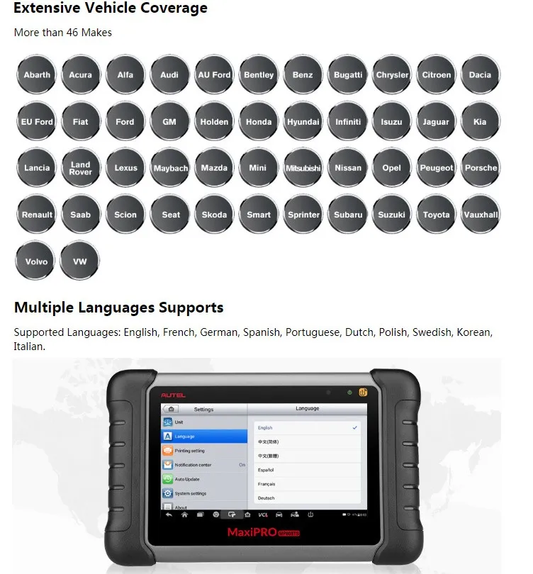 Autel TPMS диагностический инструмент MaxiPRO MP808TS сканер Профессиональный oe-уровень диагностики с двунаправленным управлением