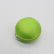Round Headphones Box Earphone Earbuds Hard Case Trinketry Storage Carrying Pouch Bag SD Card Hold Charms Boxs Zipper Box (Green)