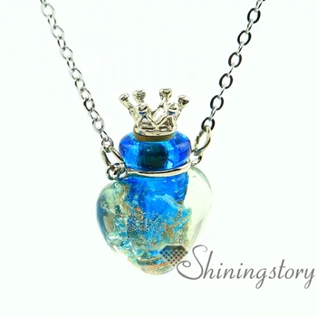 

heart glitter luminous essential oil necklace wholesale diffuser necklaces essential oil necklaces glass bottle necklace