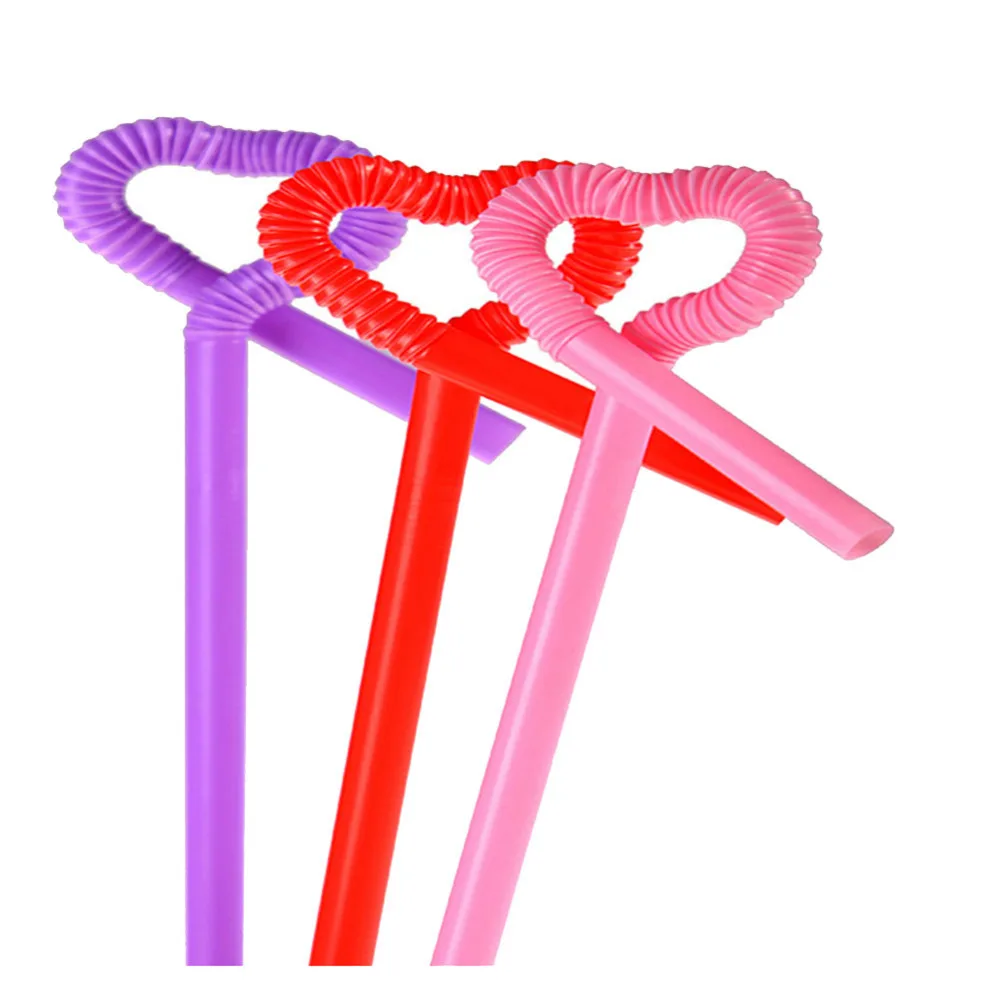 100pcs Flexible Plastic Bendy Straws Mixed Colours Party Disposable