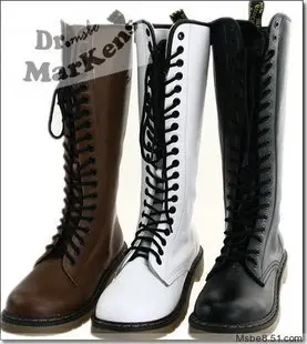 Classic Black Brown White Genuine leather 20 Eyelet Womens Boot ...