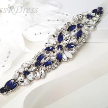 MissRDress опал свадебный пояс Королевский синий Лента Свадебная со стразами стразы свадебный пояс Кушак для свадебных аксессуаров JK934