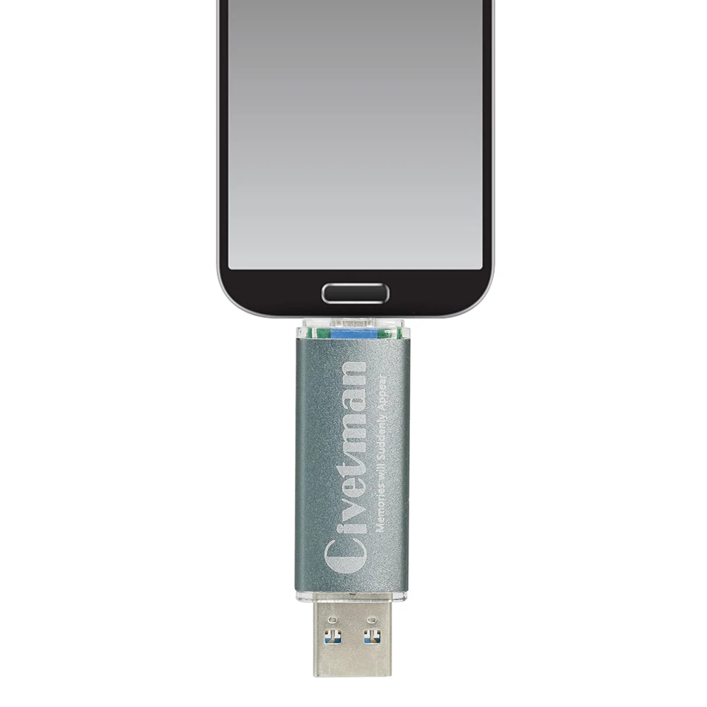 Civetman флеш-накопитель USB 3,0, металл, OTG, для телефона Android, высокоскоростной USB флеш-накопитель, 16 ГБ, 32 ГБ, 64 ГБ, 128 ГБ, флеш-накопитель, карта памяти