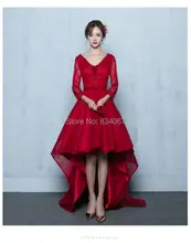 Burgunder Hohe Niedrige Abschlussball-kleider 2017 Gefrieste Appliques 3/4 Ärmeln Importierte Spitze Party Kleid Abendkleid Kaufen Direkt aus China