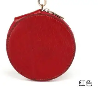 Красочные женские из натуральной кожи мини круглые кошелек с кошельком для монет Женская модная круглая маленькая сумочка для косметики сумка держатель для карт - Цвет: wine red