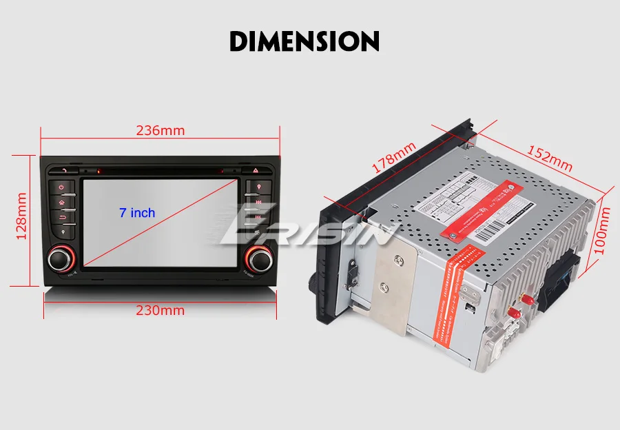 Best Erisin ES4878A 7 inch car DVD player android 9.0 2G RAM PX30 DAB OBD WIFI 3G for AUDI A4 SEAT EXEO S4 RS4 RNS-E 27