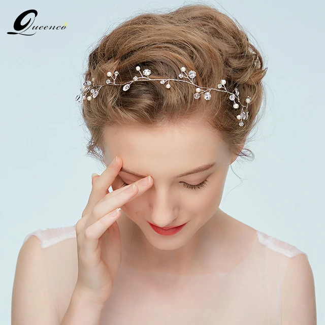 Simple Crystal Headbands Pearl Handmade Wedding Bridal Hair Accessories