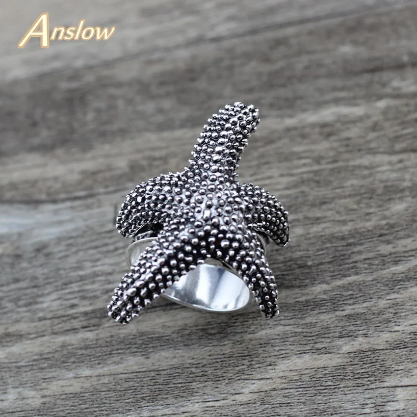 

Anslow Brand New Fashion Jewelry Vintage Large Big Starfish Adjustable Finger Rings For Men Women Valentine's Day Gift LOW0027AR