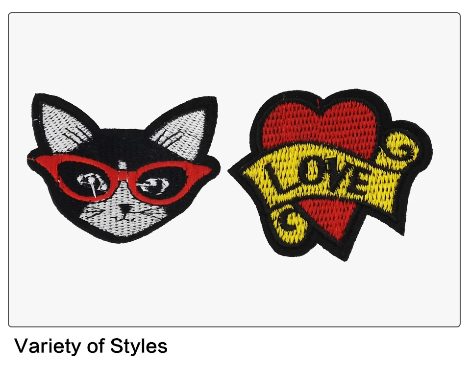Iron Patches For Clothing Cat DIY Black Iron Embroidered Cat Patches Love Red Heart Patch 3D Sew On Badges For Clothes (5)