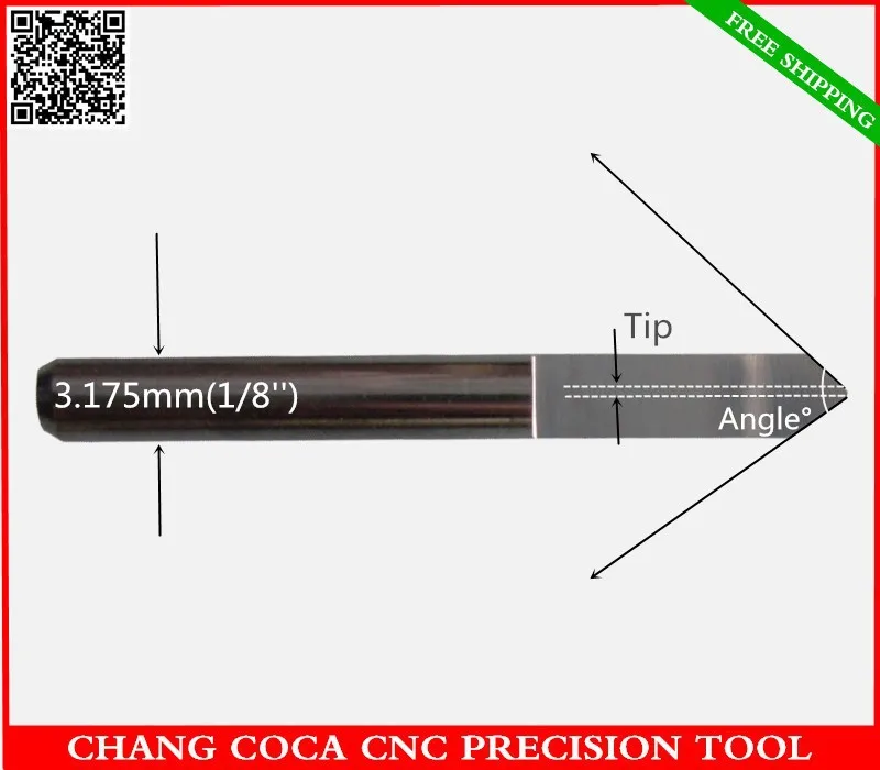 3.175 мм(1/8 '')* 20degrees* 0.1 мм, ЧПУ твердосплавные Гравировка бит, деревообрабатывающие фрезы, ПВХ, МДФ, акрил, Концевая