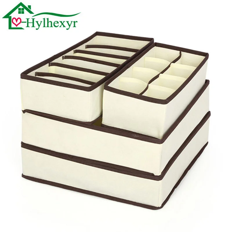 

4 PCS Underwear Bra Storage Box Storage Container Ties Boxes Socks Drawer Divider Lidded Closet Bra Underpants clothes Organizer
