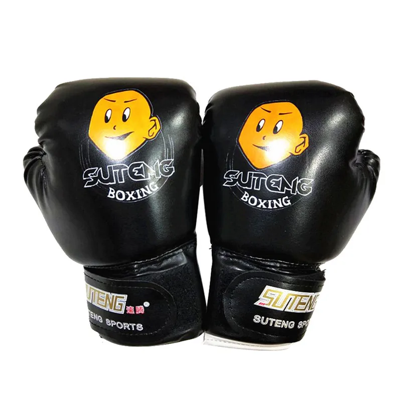 1 Pair Children Cartoon Boxing Gloves Punching Bag Sparring Training Fight Age 3-12 Years Red Blue Black  (6)