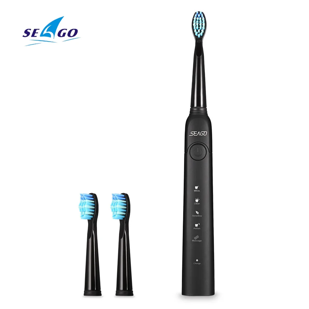 

SEAGO Sonic Electric Toothbrush USB Rechargeable With Smartimer 5 Brushing Modes 3 Brush Heads SG - 949 Healthy Teeth Care