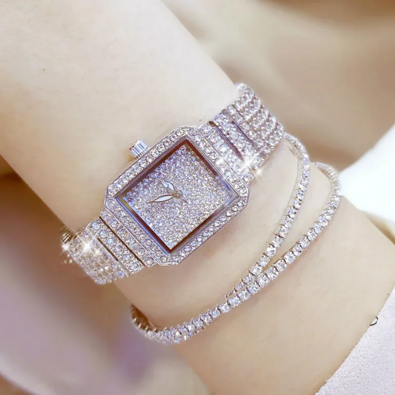 

BS bee sister Simple Watch Women Stainless Steel Minimalist Watch Diamond Stone Bracelet Casual Ladies Watches Small Size
