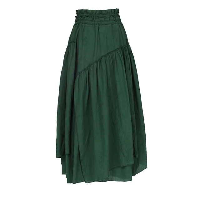 Marque Printemps Style Femmes Dark Irrégulière National Longue Mode Broderie De 2019 Jupe Robe Vêtements Célèbre Green Nouveau 5FnYqwA