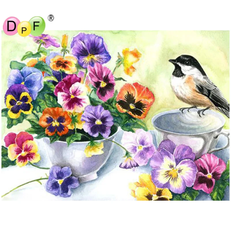 

DPF DIY Flowers and birds 5D square diamond painting cross stitch crafts diamond embroidery wall painting home decor mosaic