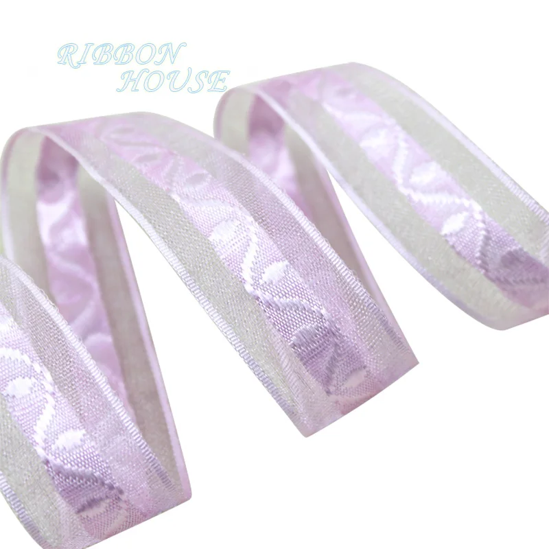 20 мм красивая жаккардовая ткань органза лента подарочная упаковка ленты(10/50y - Цвет: Лиловый
