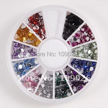 

Free Shipping 12Colors Heart-shaped Glitter Rhinestones Wheel,Nail art Decoration Nail art Rhinestone Gems