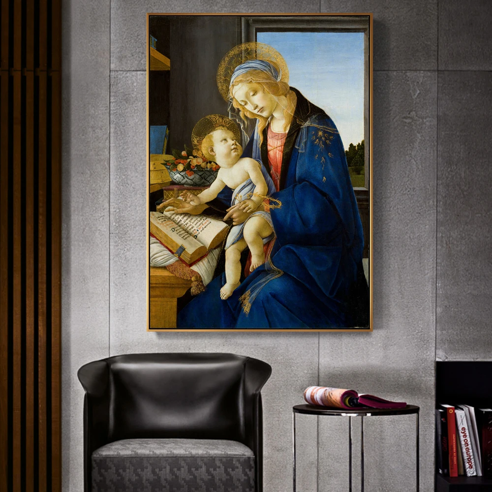 Sandro Botticelli The Virgin and Child Canvas настенные картины Madonna of Book знаменитая картина