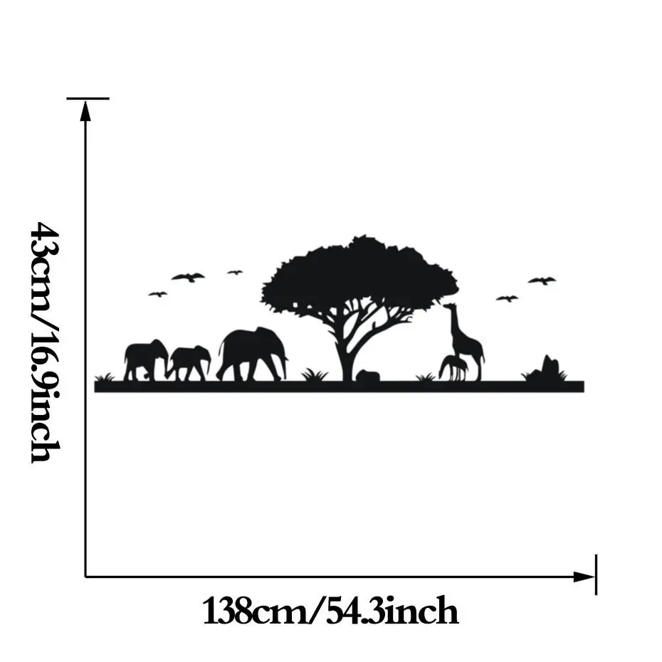 Наклейки на стену с животными в Африке, джунгли, пейзаж, слон, жираф, настенные наклейки с животными, диван, фон для детской спальни, настенные наклейки SA127B
