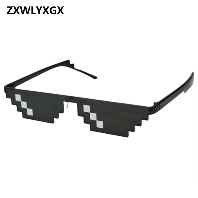 ZXWLYXGX Glasses 8 Bit MLG Pixelated Sunglasses Men Women Brand Thug Life Party Eyeglasses Mosaic Vintage Eyewear