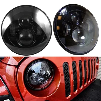 

FADUIES 2Psc7" LED Halo Headlights with H4 For Land Rover Defender 7inch Headlamps with Amber Turn Signal For lada niva 4x4