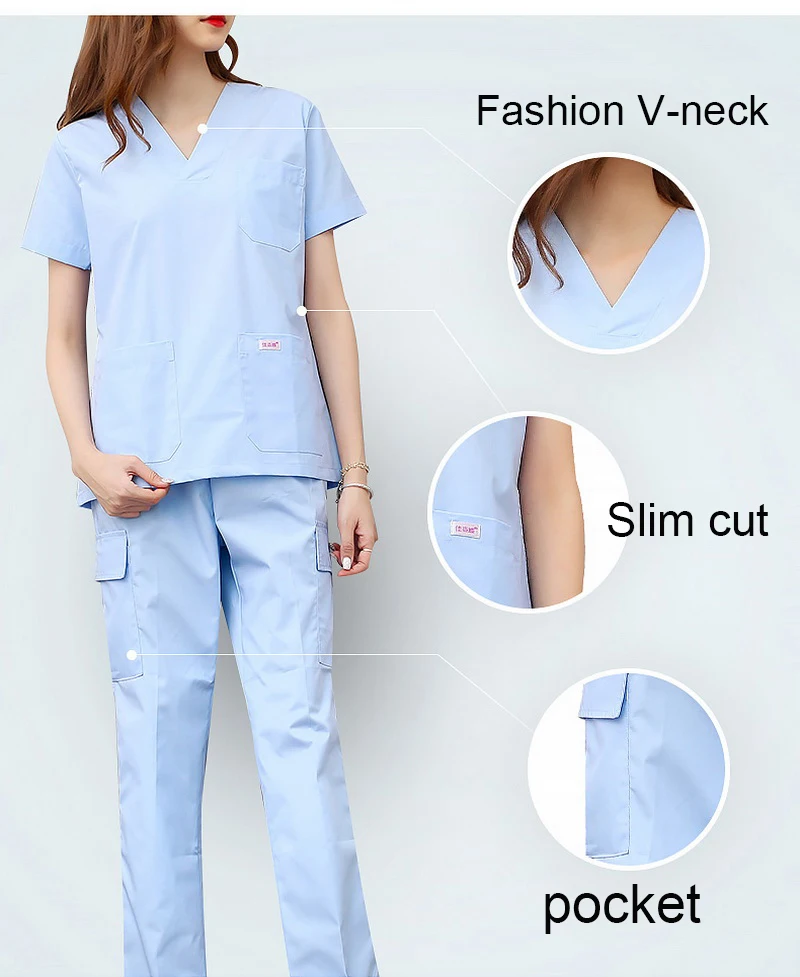 Летние шорты с длинными рукавами Для женщин работы топы, штаны наборы скрабов в больнице хирургической медсестры костюм для