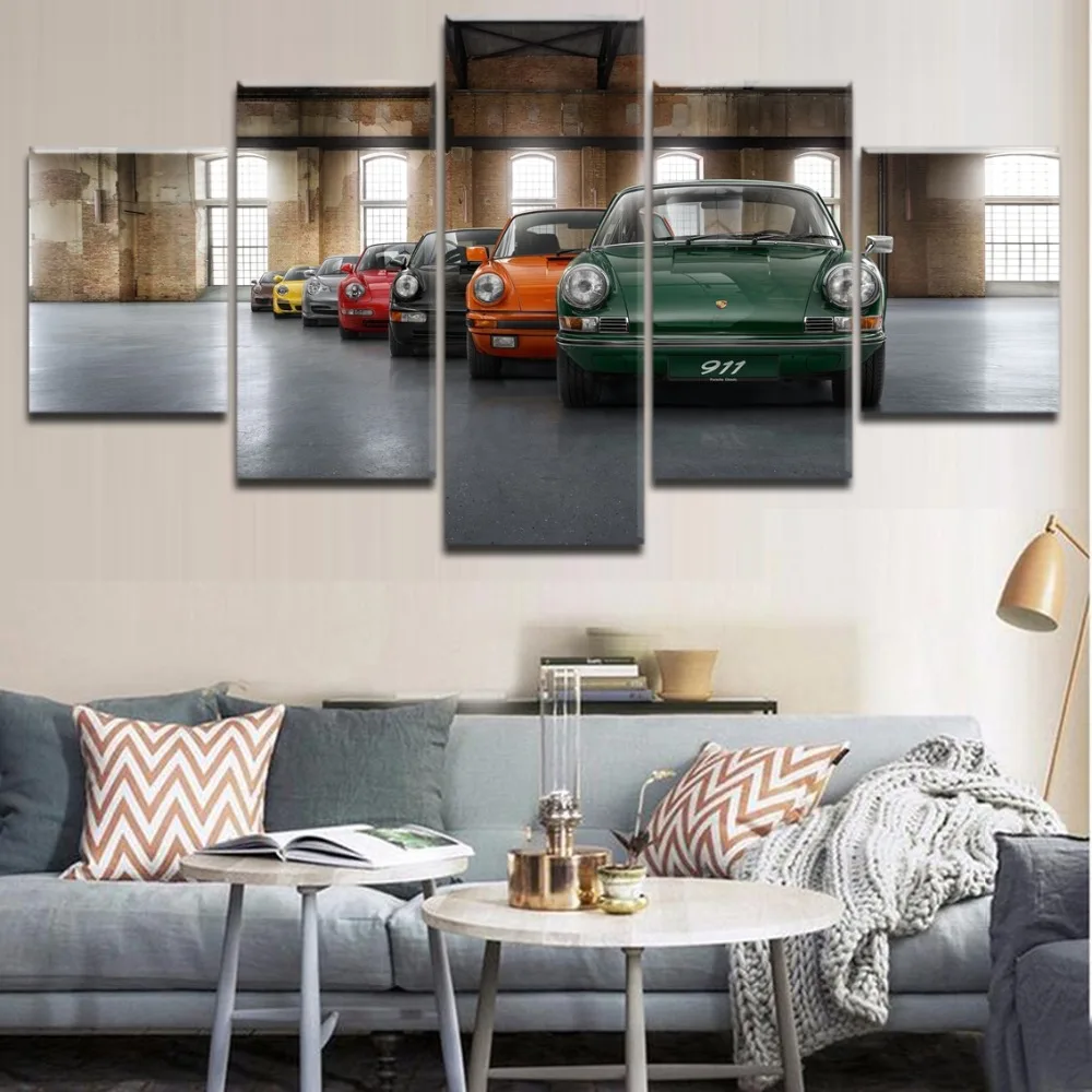 

Canvas Art HD Printed Poster Wall Decor Living Room Picture Frame 5 Pieces Classic Old-Fashioned Car 911 Painting
