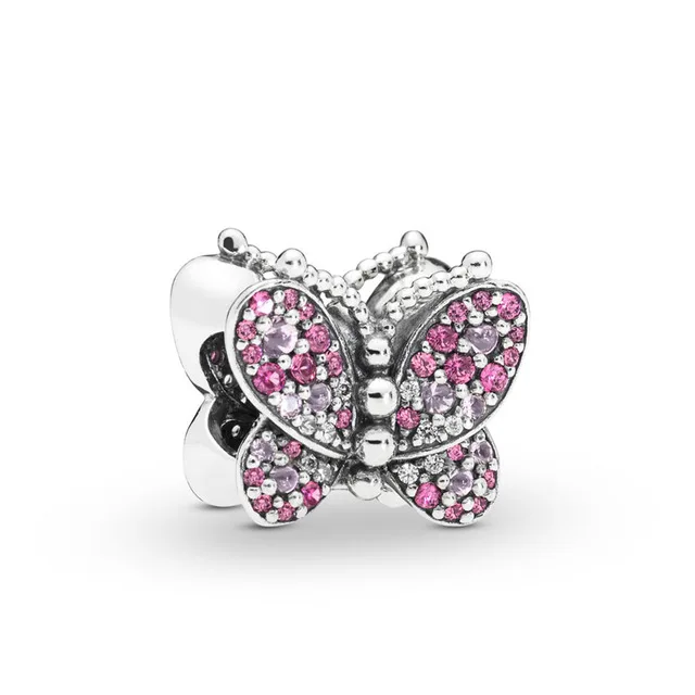 

SIENTO 100% 925 Sterling Silver New 2019 Spring 797882NCCMX Dazzling Pink Butterfly Free Shipping