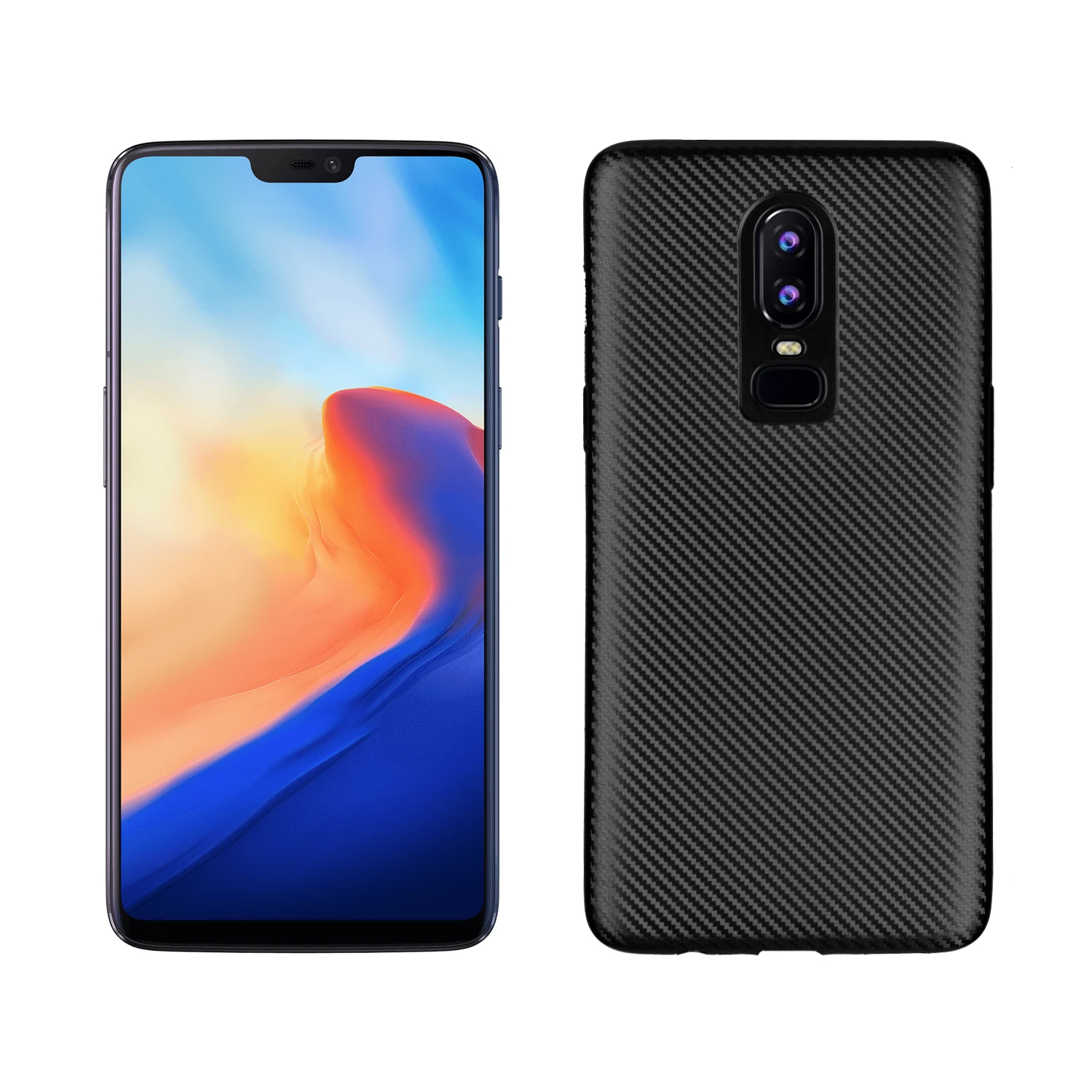 buy For OnePlus 6 Case Classic Carbon Fiber Texture TPU Rubber Silicone Protective Cover Soft Single Shell Phone Bag