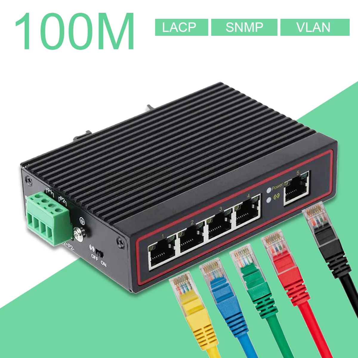 

5-Port RJ45 10/100M Ethernet Desktop Switch Hubs Network Laptop DIN Rail Type