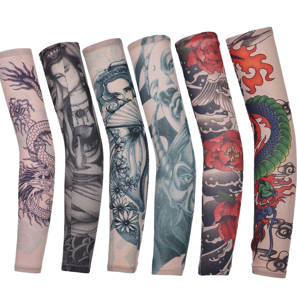 

1Pcs Hot Anti-Sunshine Fashion Men and Women Tattoo Arm Leg Sleeves High Elastic Nylon Halloween Party Dance Party Tattoo Sleeve
