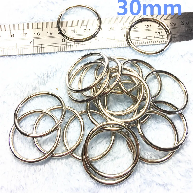 10-30mm Non Welded Metal O Ring Nickel&Black Nickel Plated Backpack Collar Harness Rings Bag Parts  Accessories